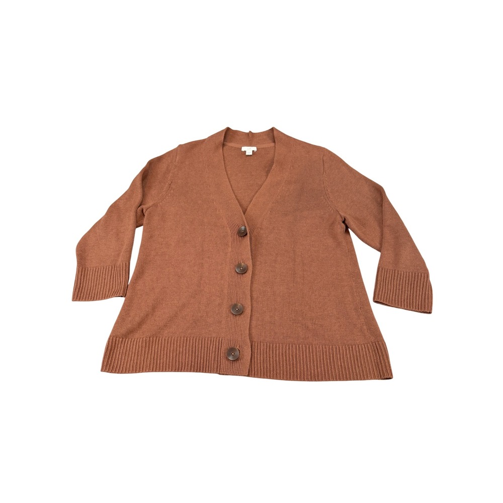 J.Jill Womens Terracotta Rust Cotton Blend Button Front Cardigan Sweater Size M